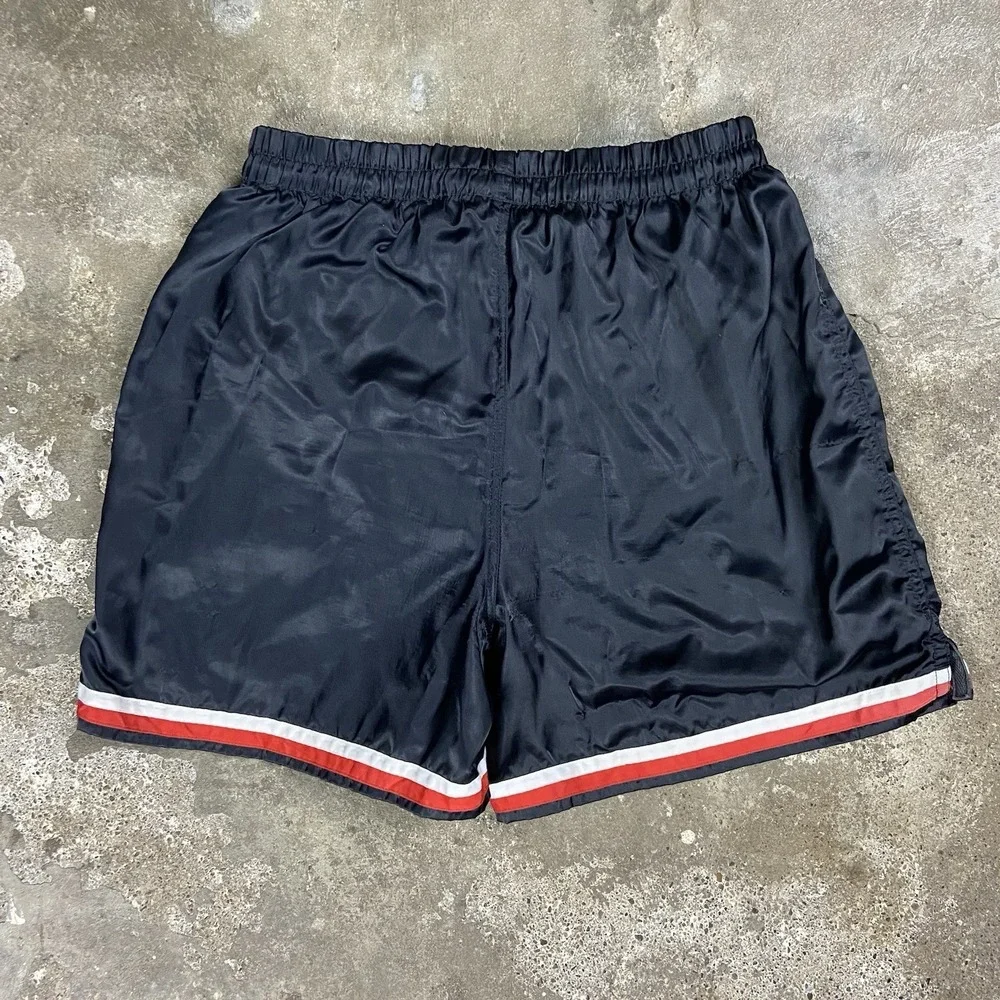 Vintage 90s Nike Nylon Shorts Youth Size Medium Black Drawstring Swoosh Logo